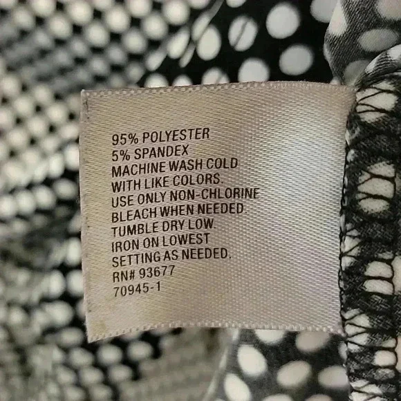 Worthington Stretch Black White Polkadot Short Sleeve Blouse Size XL - Picture 4 of 6